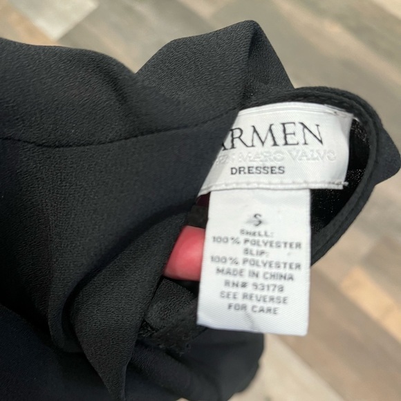 Carmen Marc Valvo Womens Dress Black Long Sleeve Split flutter Solid Small - Picture 7 of 7